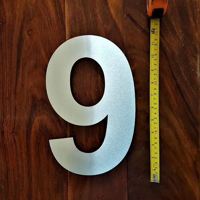 Large contemporary floating brush finish stainless steel house/door numbers